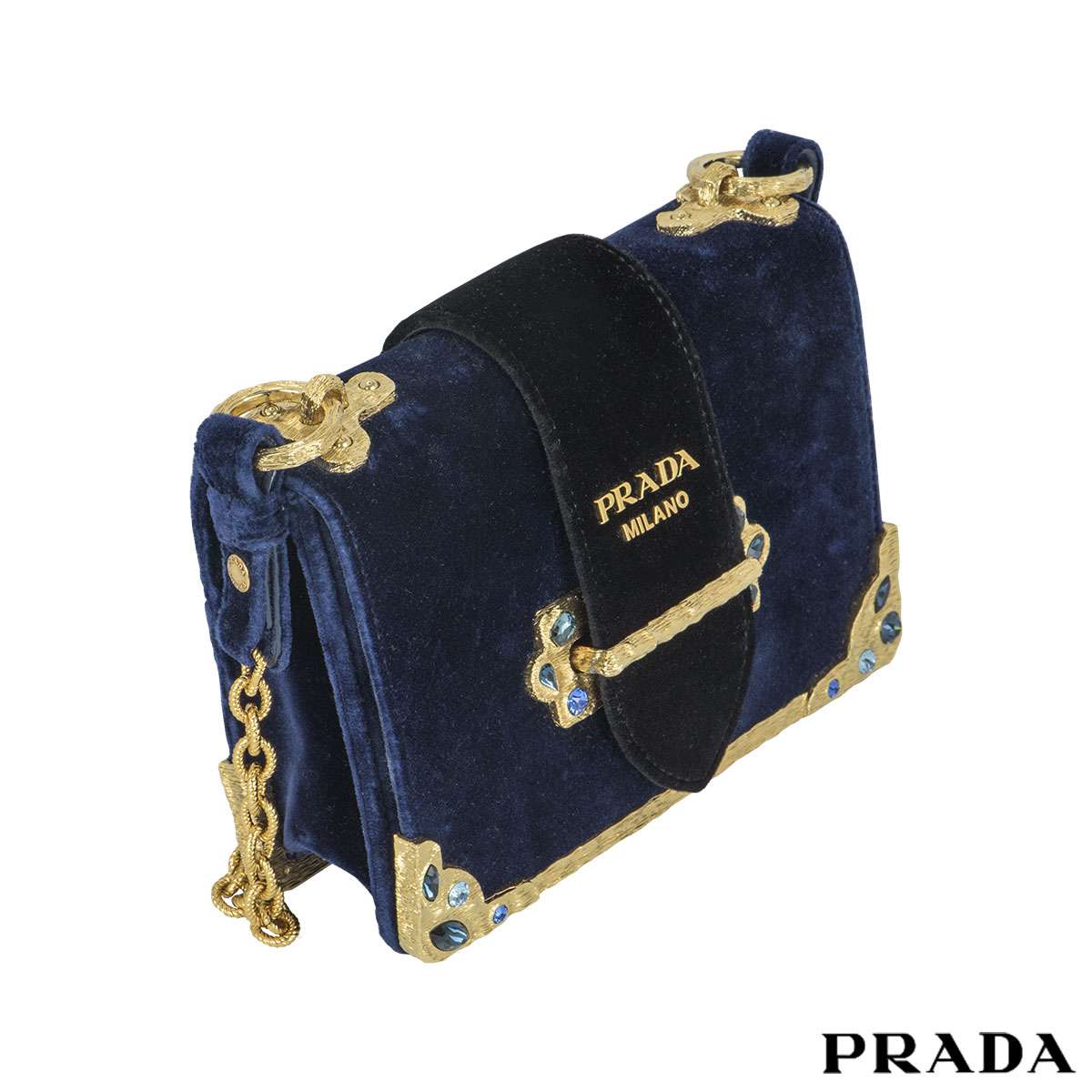 Prada - Authenticated Cahier Handbag - Velvet Multicolour Plain for Women, Very Good Condition